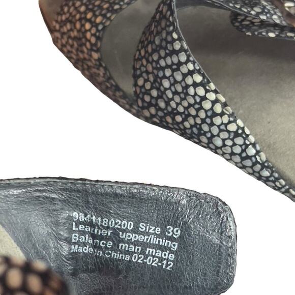 Dansko Sophie Double Strap Wedge Black Metallic Polka Dot Sandals Women Size 8.5 - Picture 7 of 7
